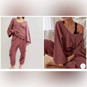 NWOT Free People Day Off Fleece Pullover & Joggers Set - Ginger - Size Small